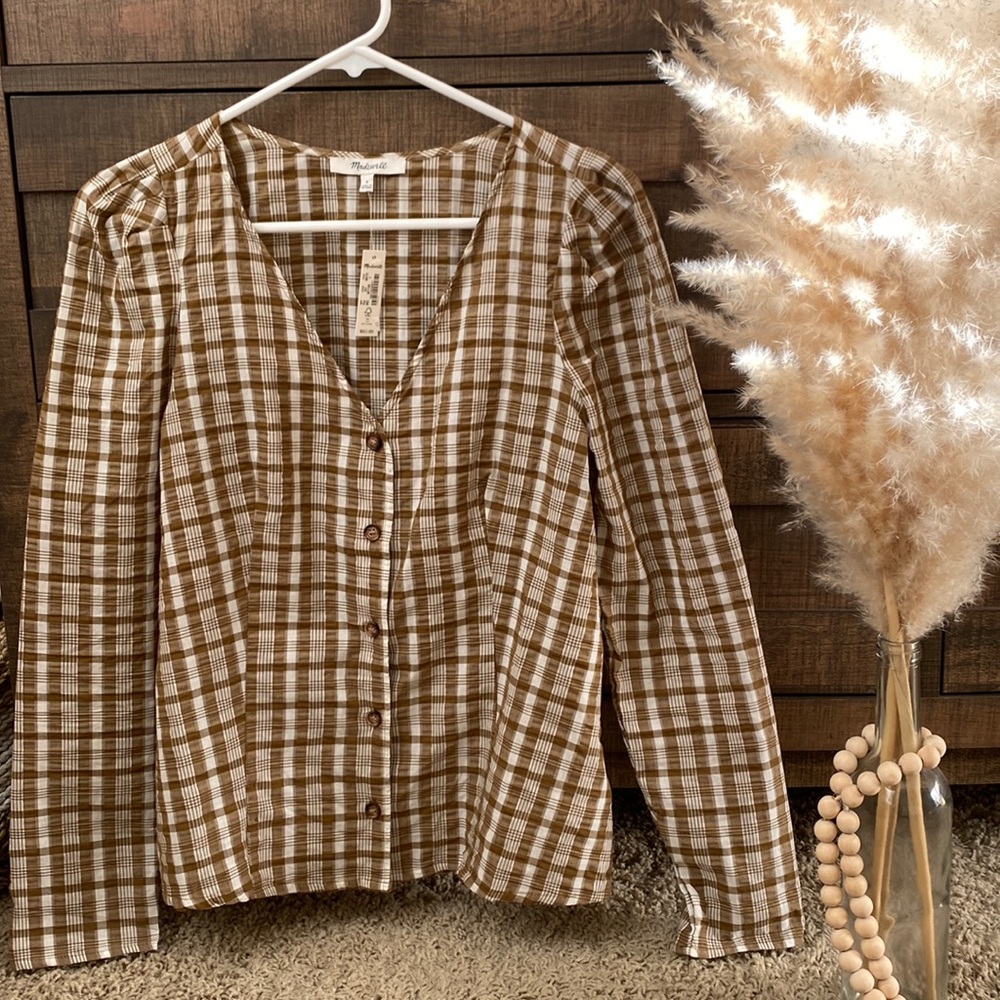 NWT MADEWELL plaid blouse size 0